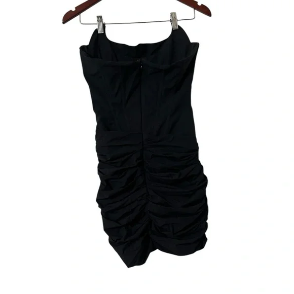 MISTRESS ROCKS Corset Bustier Black Ruched Strapless Mini Dress - Picture 7 of 11